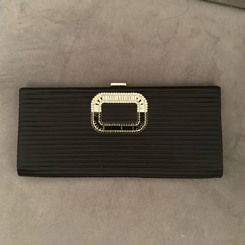 Roger Vivier Black Clutch with Gold Accent